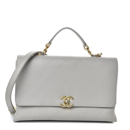 Chanel Grained Calfskin Stitched Flap Grey 1 of 16