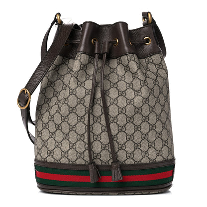 Gucci GG Supreme Monogram Web Ophidia Bucket Bag Brown 1 of 10