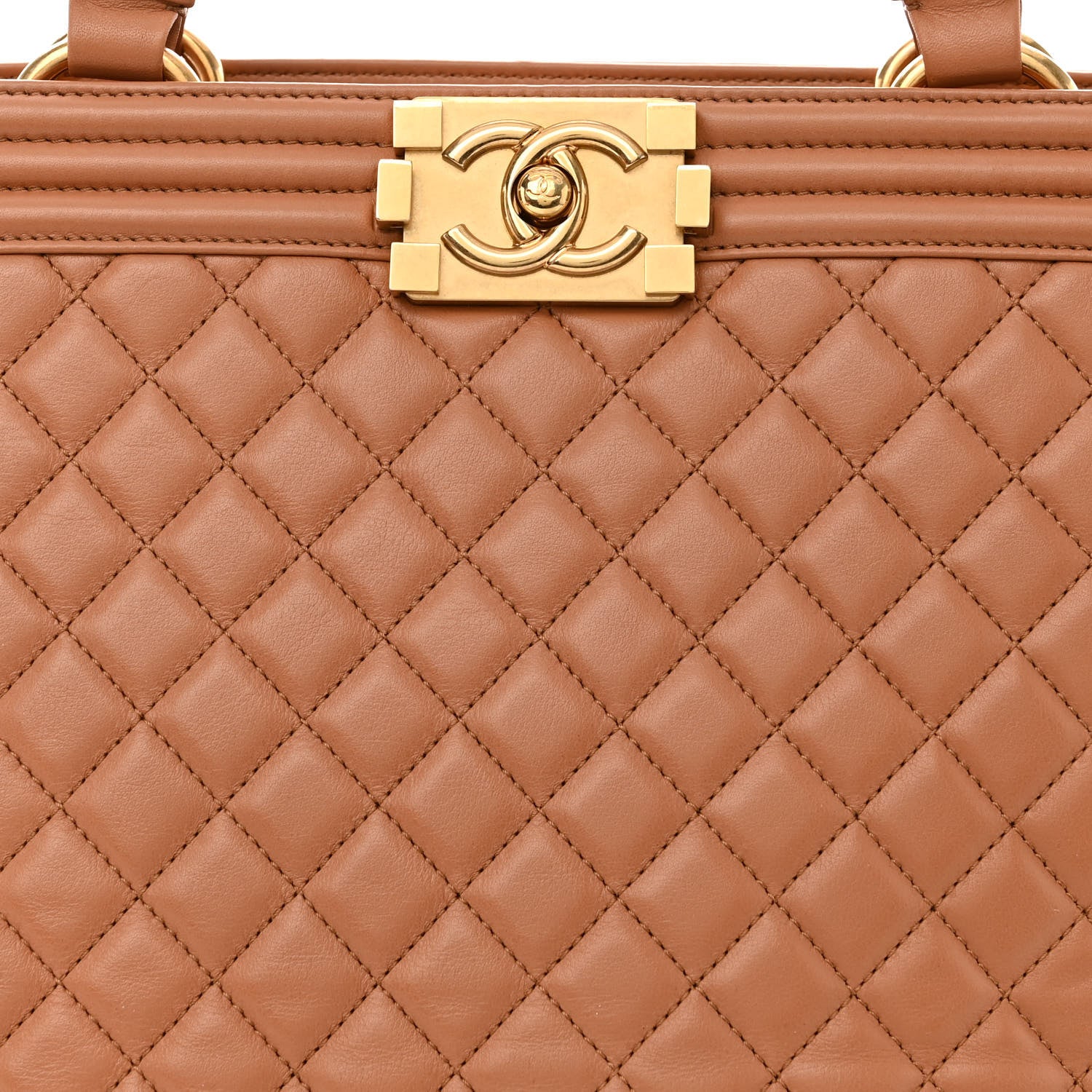 Chanel Calfskin Quilted Boy Shopping Tote Camel 11 of 16