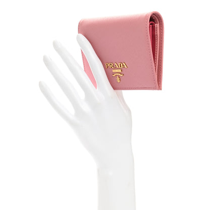 Prada Saffiano Colour Metal Bi-Fold Wallet Petalo 2 of 7