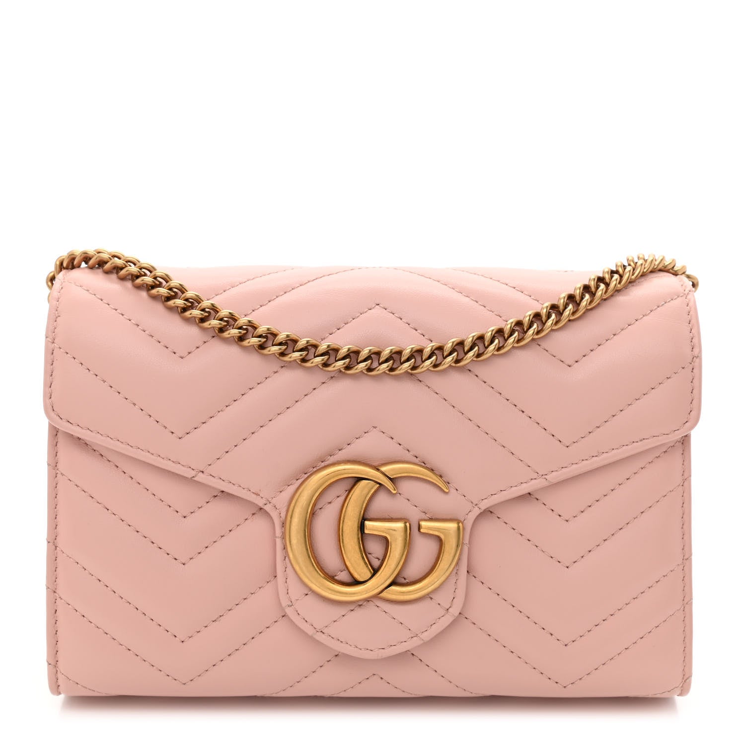 Gucci Calfskin Matelasse GG Marmont Chain Wallet Perfect Pink 1 of 10