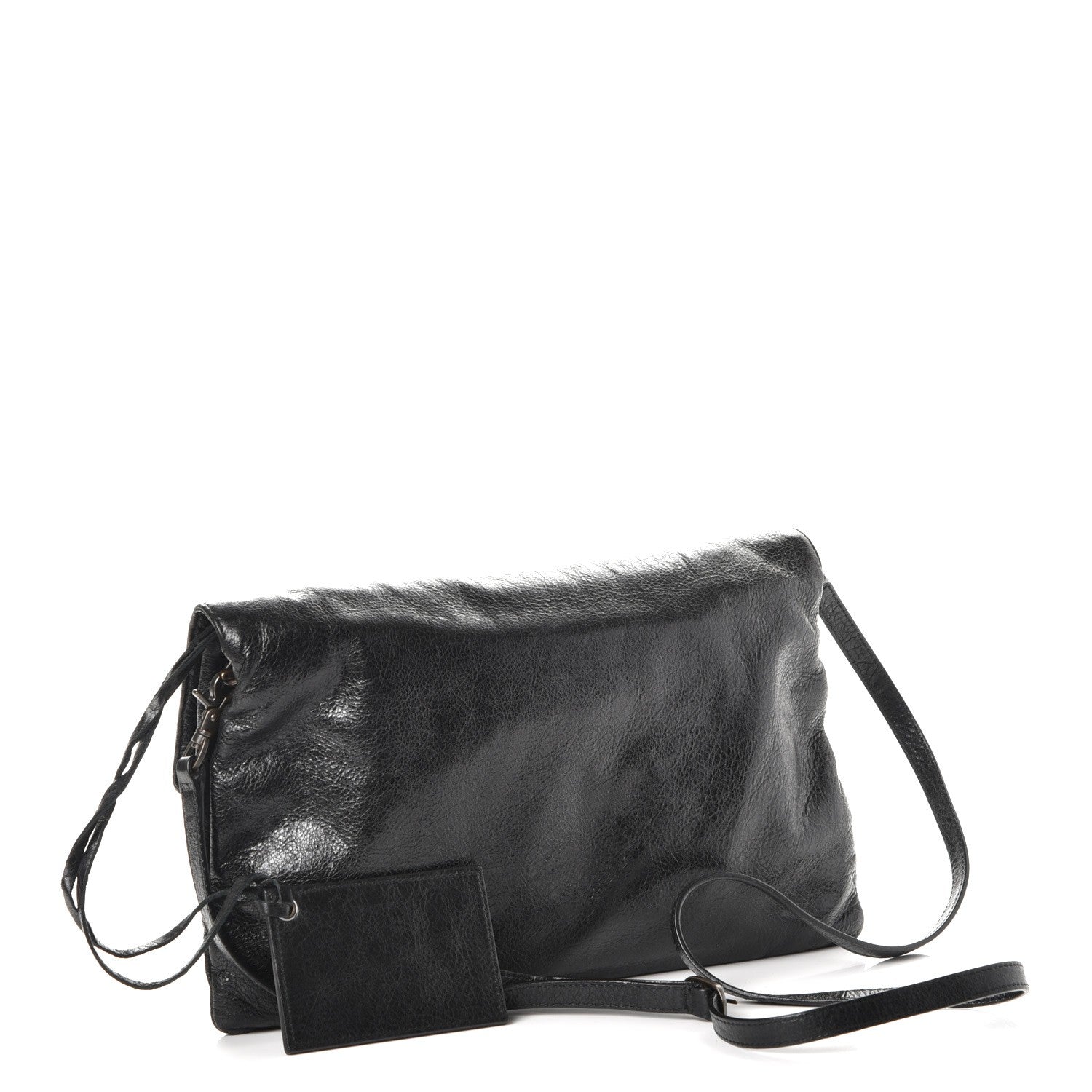 Balenciaga Agneau Classic Hardware Envelope Strap Clutch Black 3 of 8