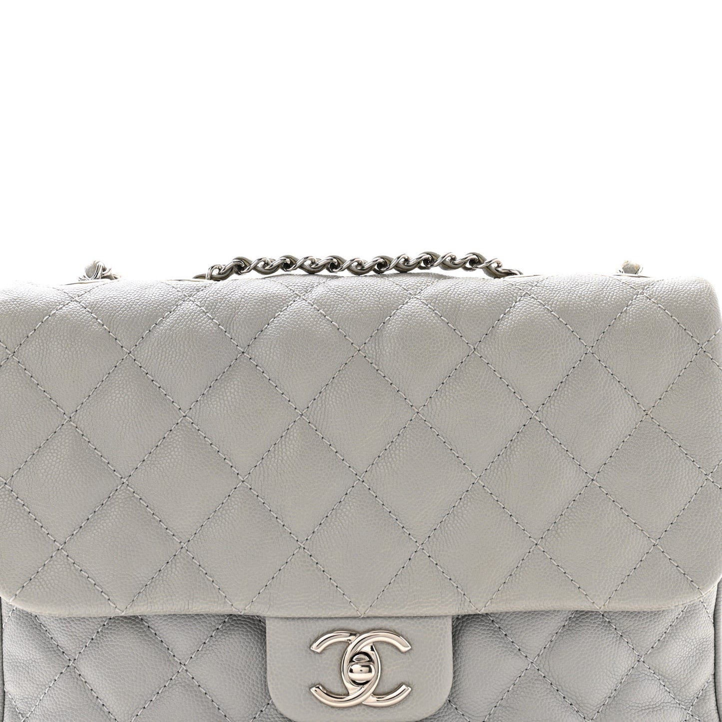 Caviar Quilted Large Urban Companion Flap Grey