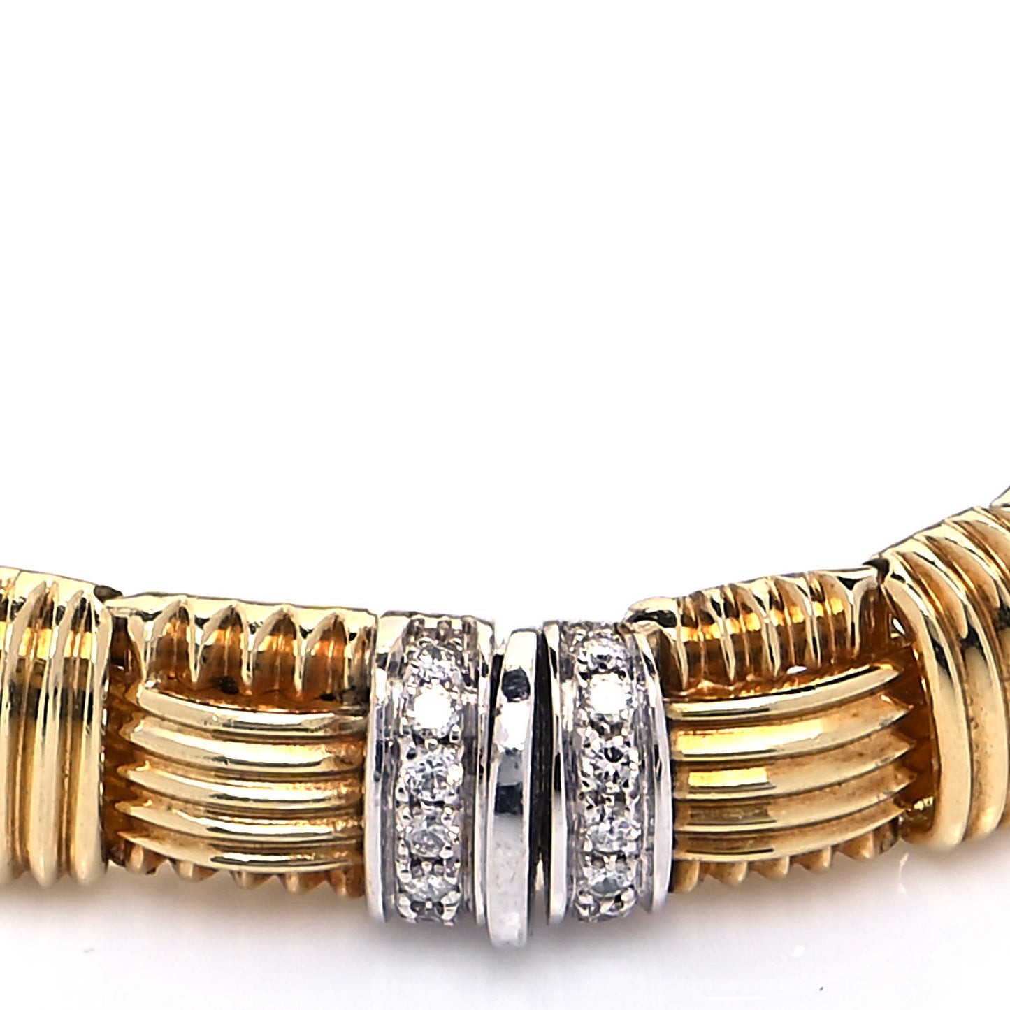 18K Yellow White Gold Diamond Appassionata Basket Weave Bracelet