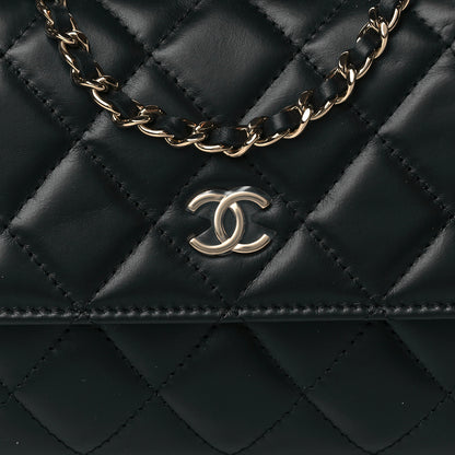 Chanel Shiny Calfskin Quilted Flap Phone Holder With Chain Black 8 of 11
