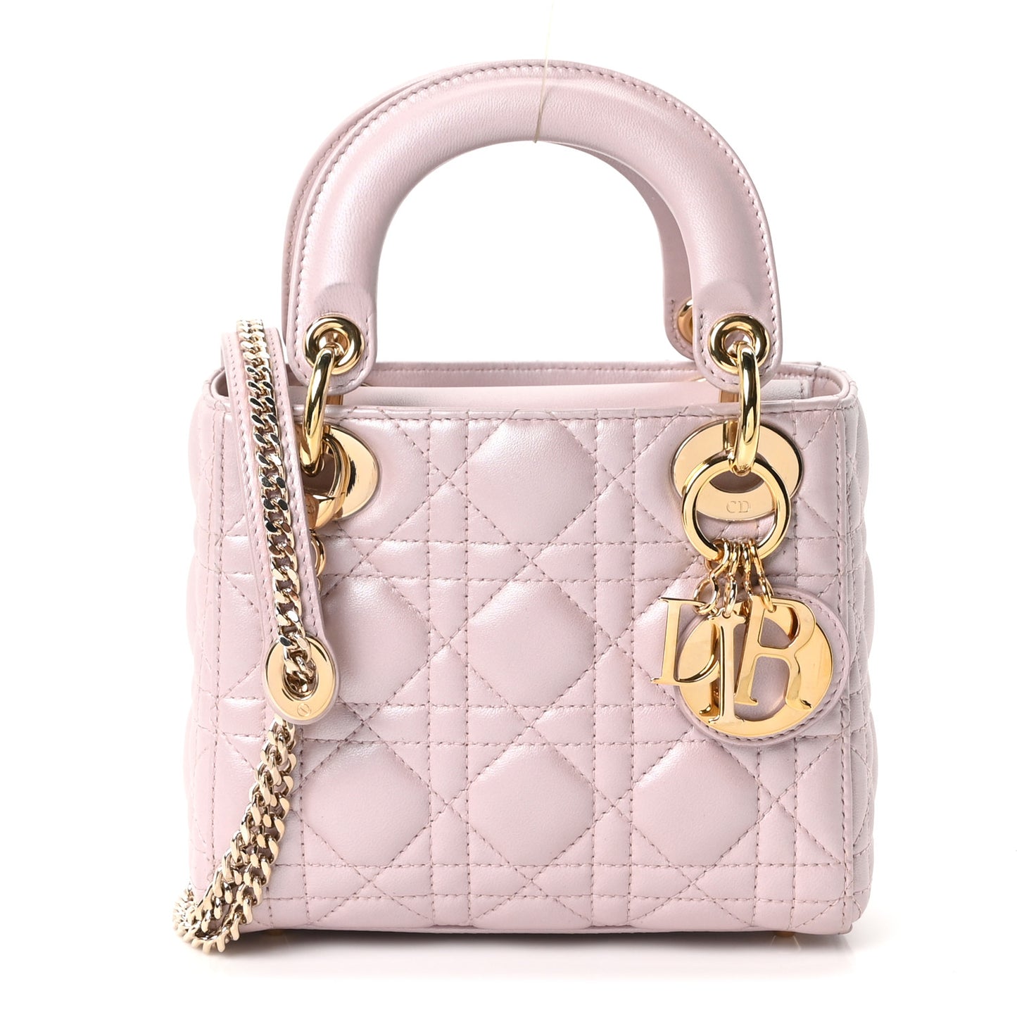 Metallic Lambskin Cannage Mini Lady Dior Lotus