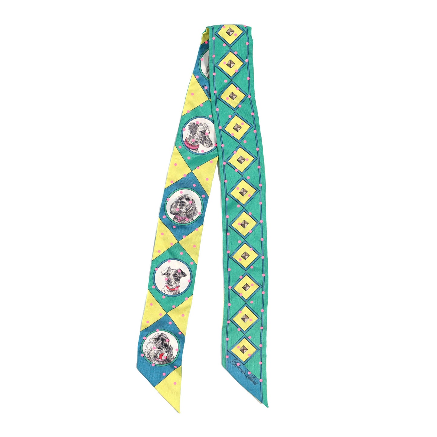 Silk Colliers Et Chiens Twilly Menthol Jaune Rose