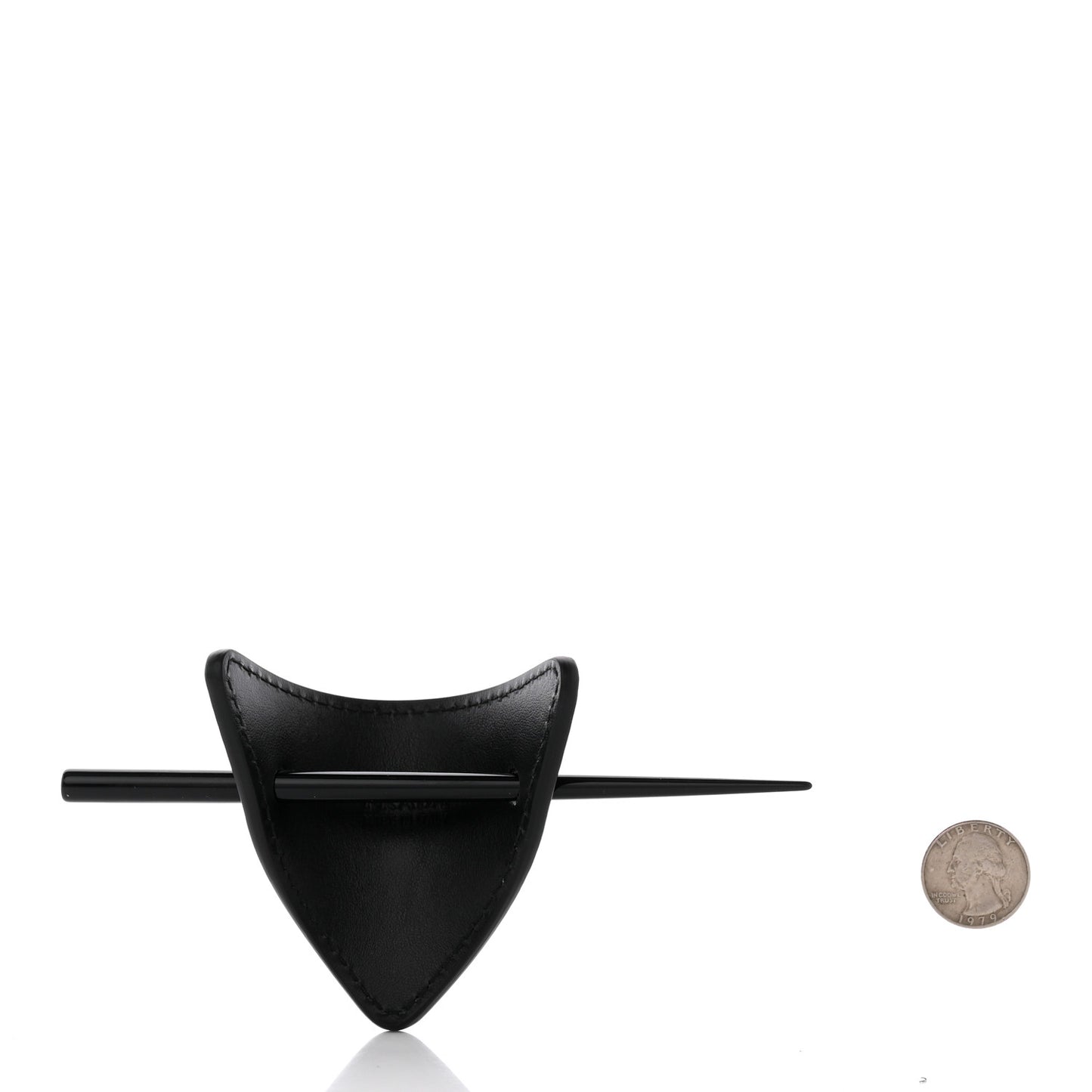 City Calfskin Hair Clip Black