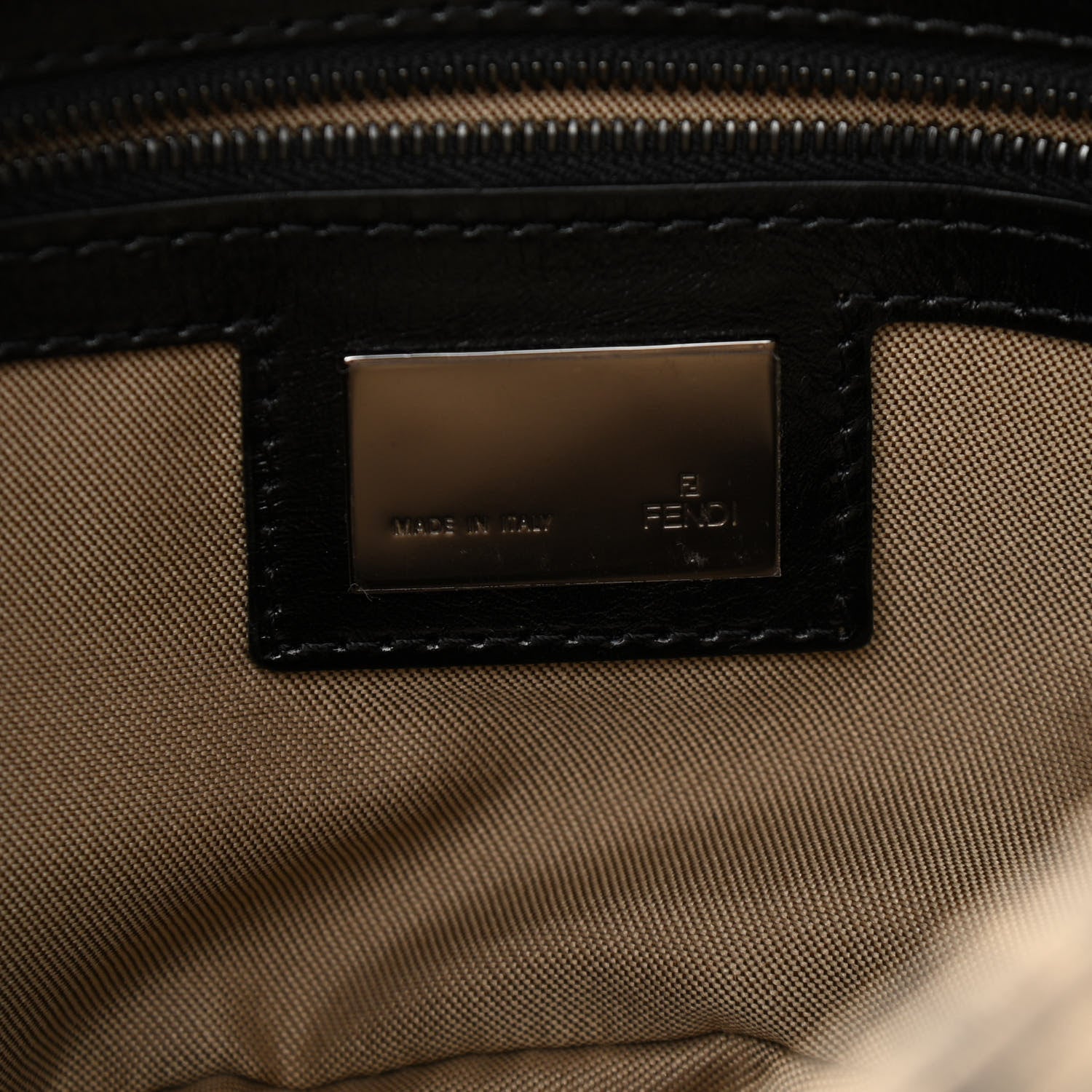 Fendi Zucchino Vitello Baguette Beige Black 6 of 11