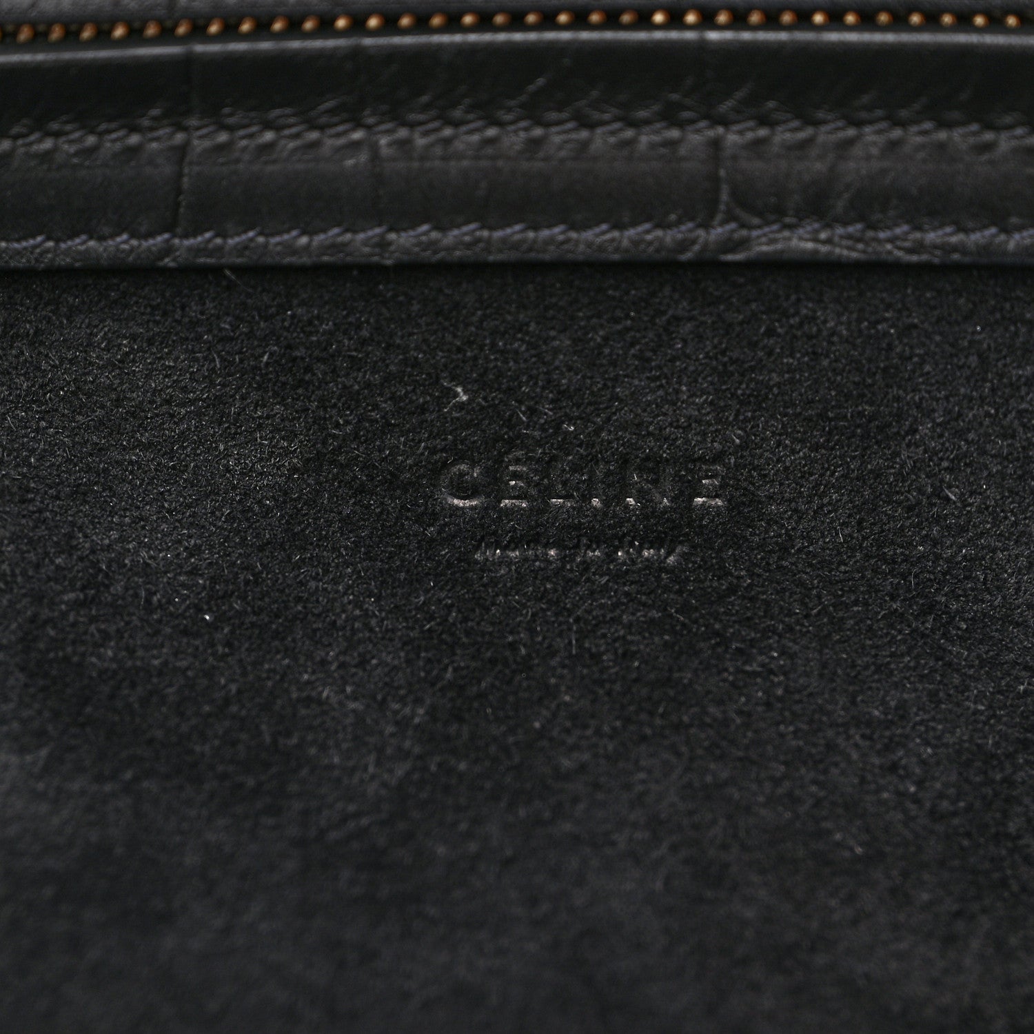 Celine Crocodile Embossed Calfskin Medium Phantom Luggage Black 6 of 10