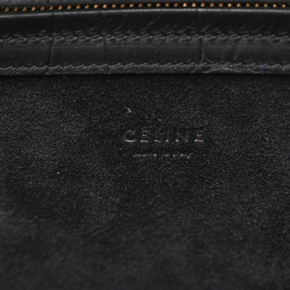 Celine Crocodile Embossed Calfskin Medium Phantom Luggage Black 6 of 10
