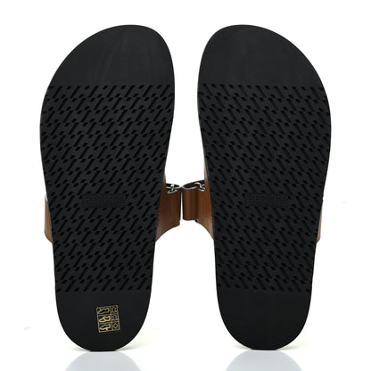 Hermes Calfskin Mens Chypre Sandals 42 Gold 5 of 11