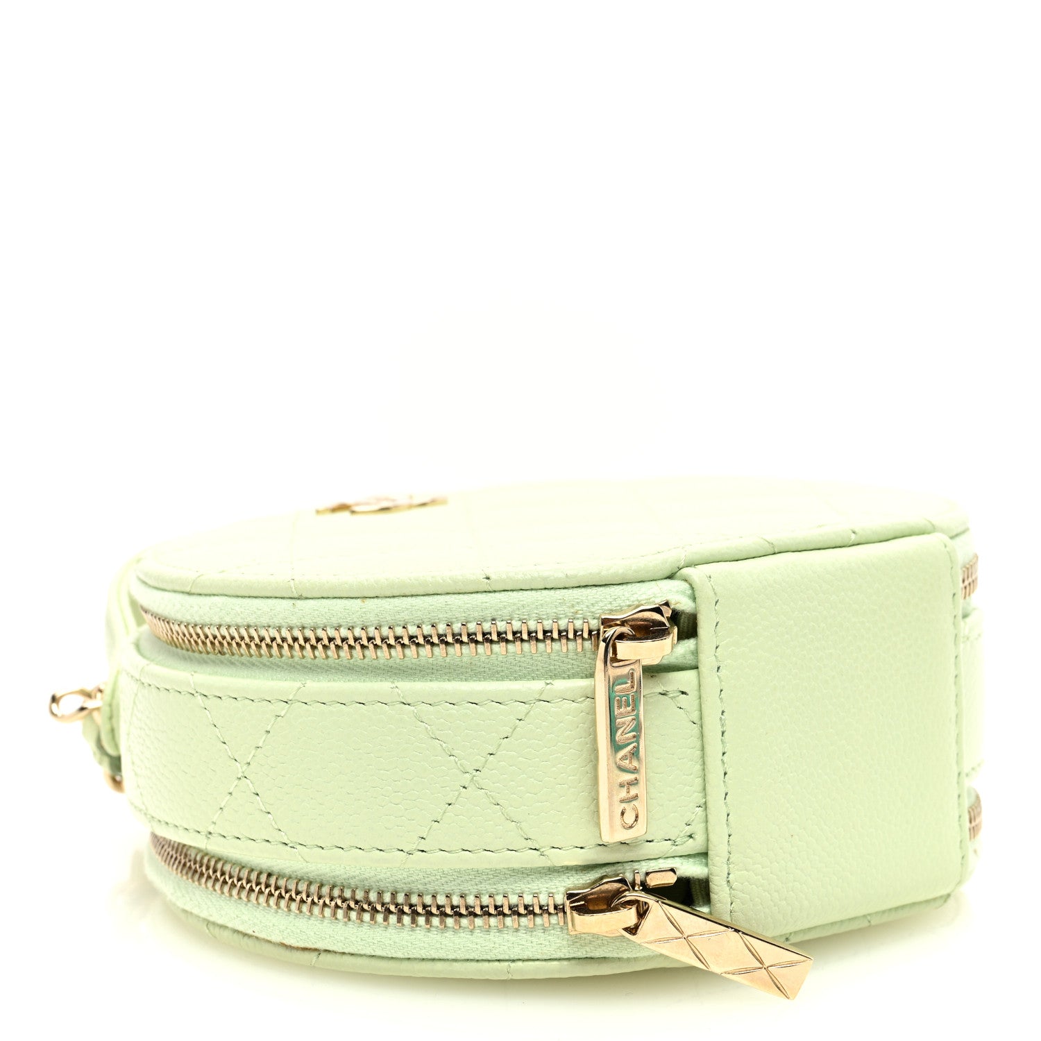 Chanel Caviar Quilted Round Handle With Care Vanity With Chain Light Green 4 of 11