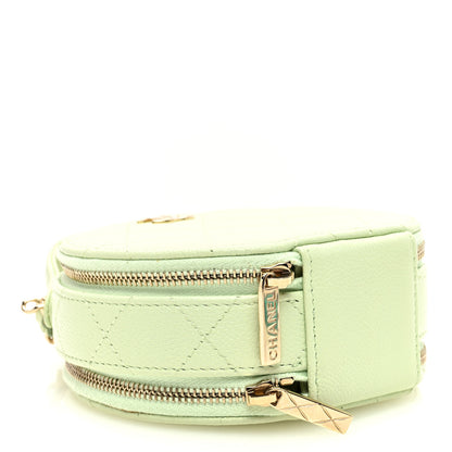 Chanel Caviar Quilted Round Handle With Care Vanity With Chain Light Green 4 of 11