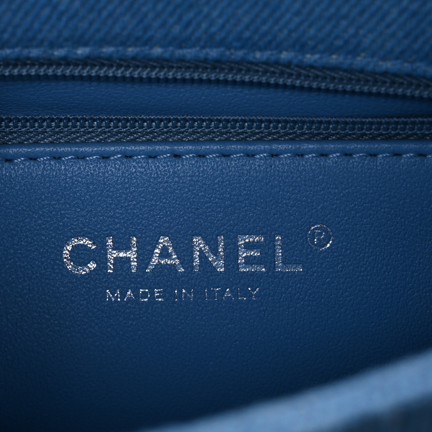 Denim Quilted Sweetheart Mini Flap Blue