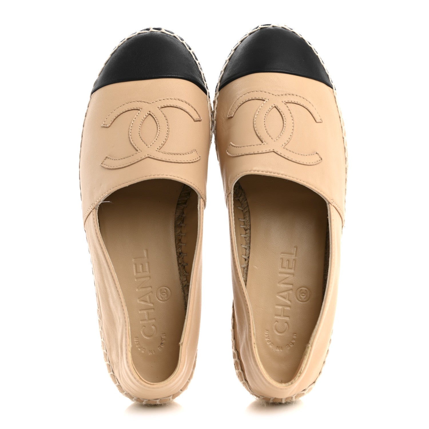 Chanel Lambskin CC Espadrilles 36 Beige Black 2 of 12