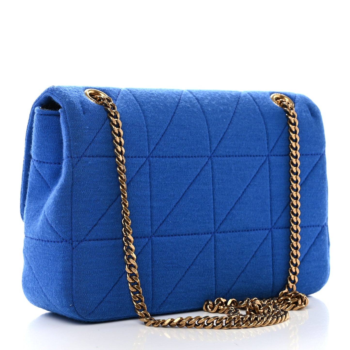 Jersey Wool Patchwork Monogram Medium Jamie Baguette Bleu Majorelle