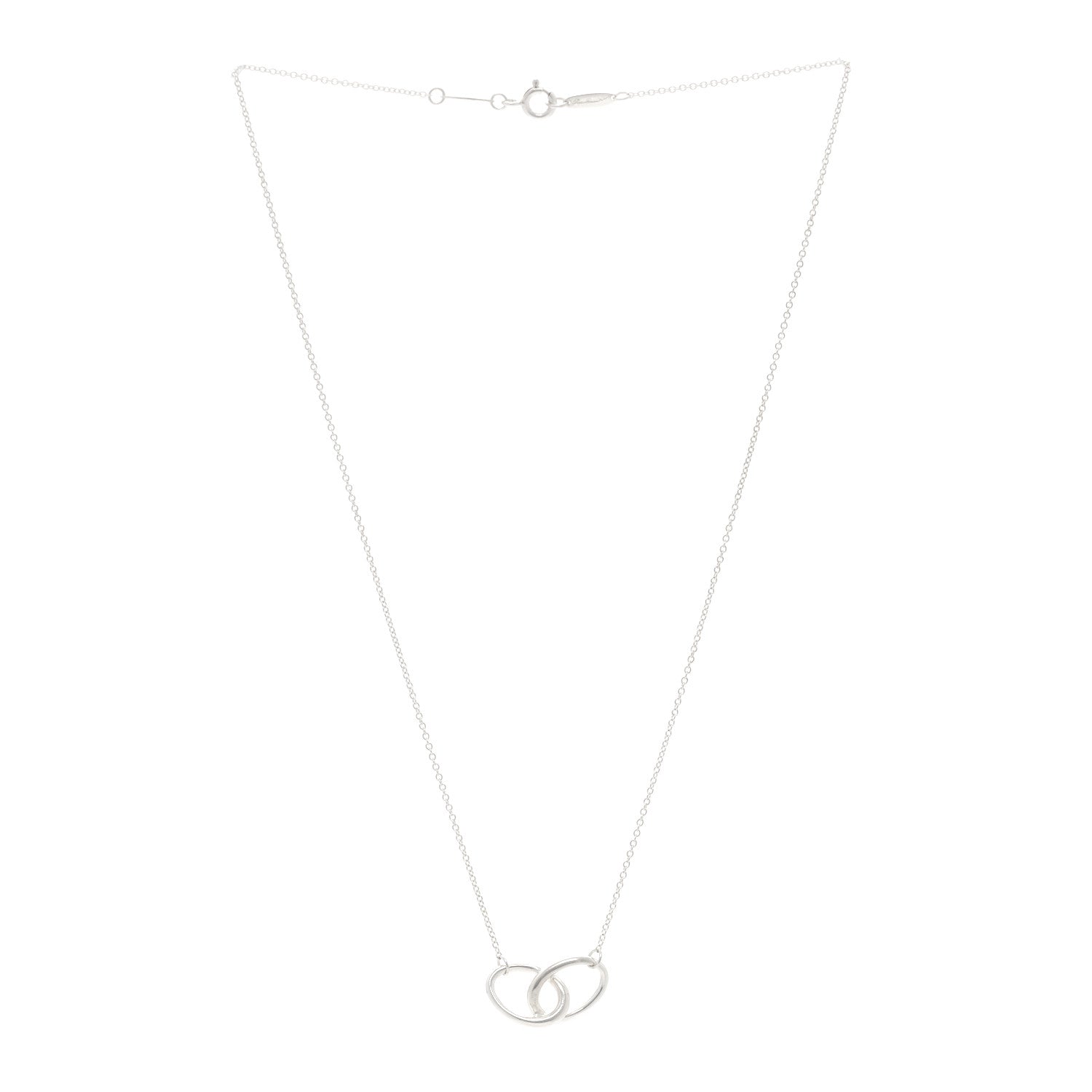 Tiffany Sterling Silver Elsa Peretti Interlocking Ovals Pendant Necklace 3 of 5