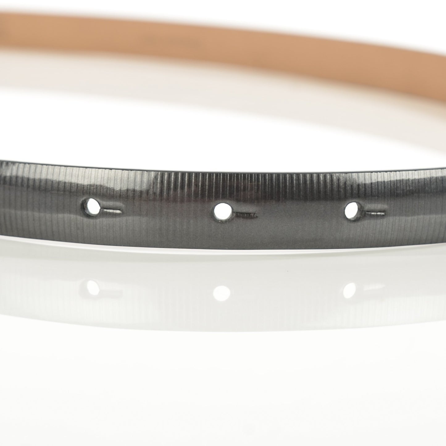 Striated Patent CC Logo Skinny Belt 95 38 Dark Grey