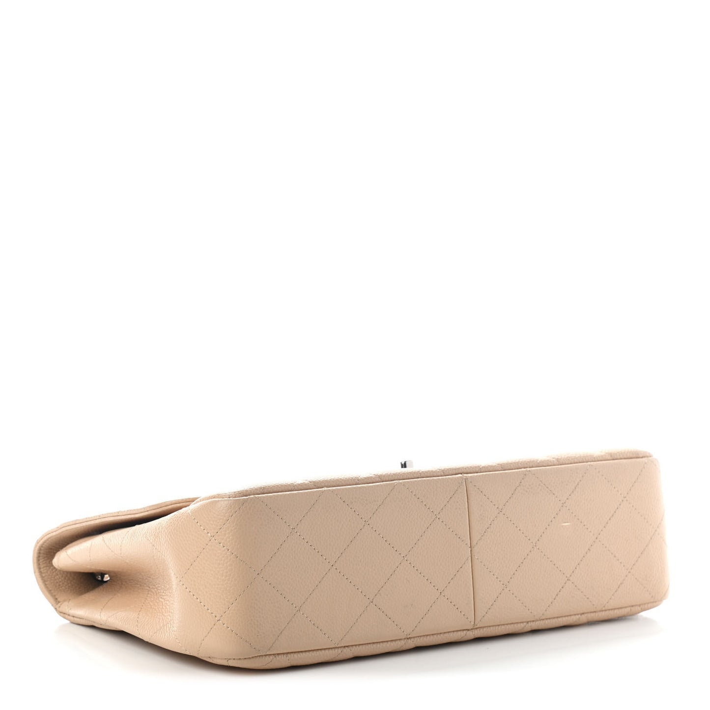 Caviar Quilted Jumbo Single Flap Beige Clair