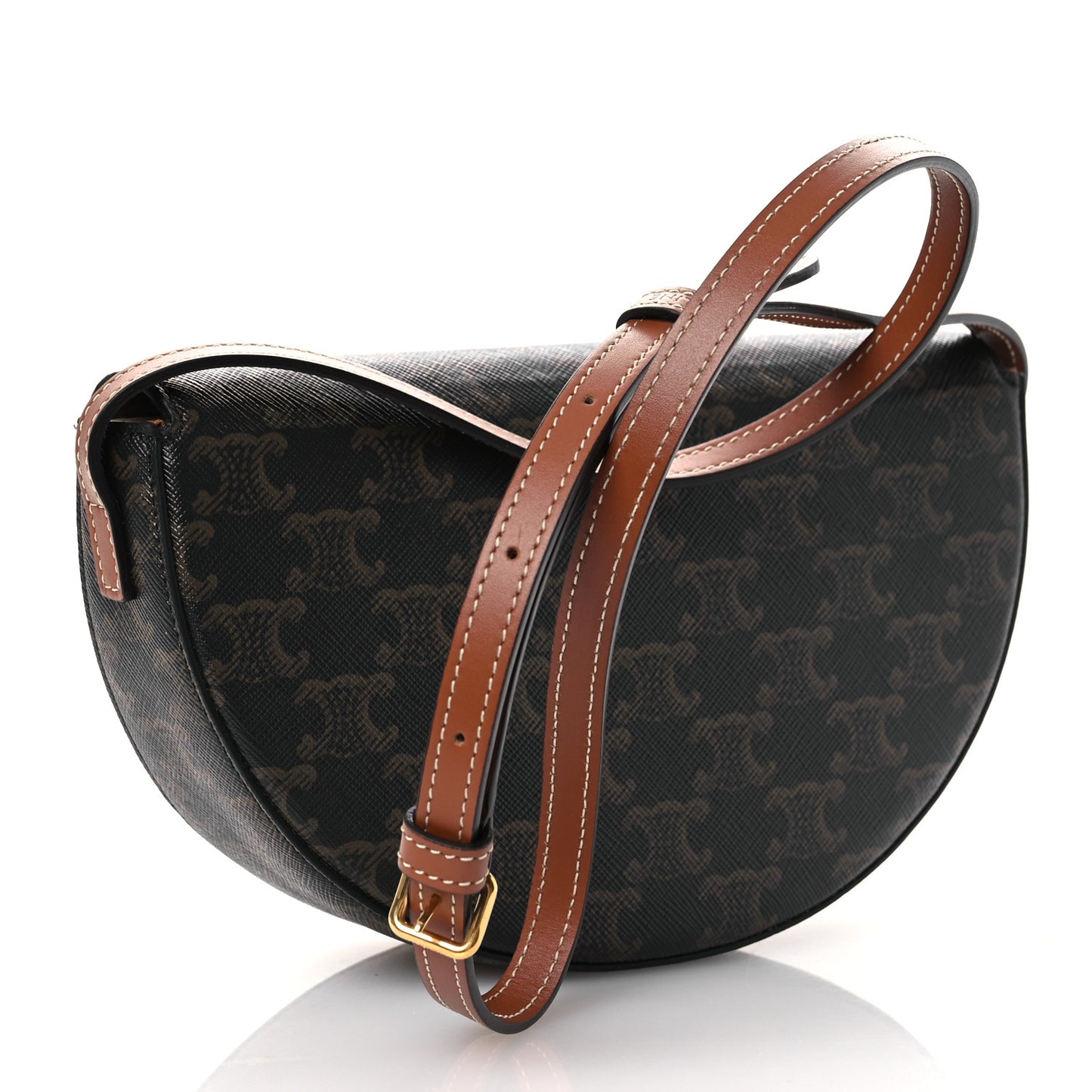 Calfskin Triomphe Canvas Besace Tan