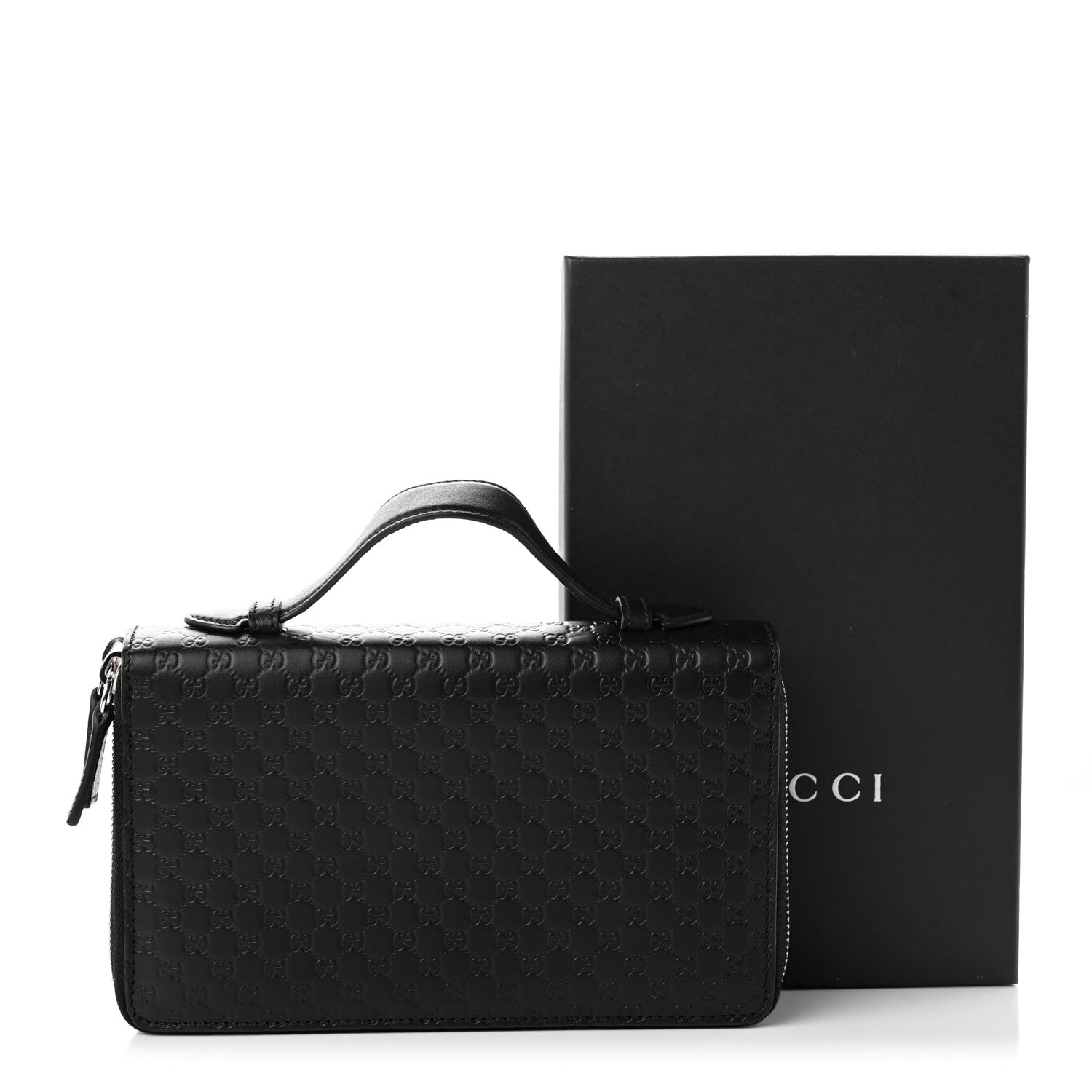 Gucci Microguccissima Zip Around Top Handle Travel Wallet Black 7 of 7