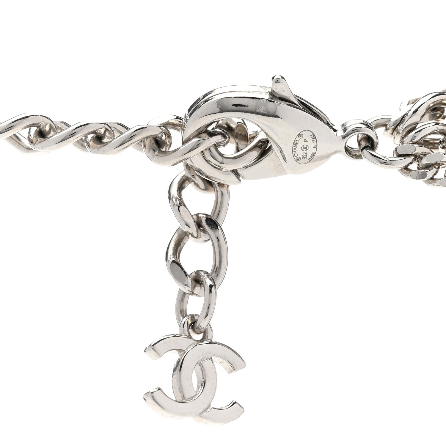 Chanel Baguette Crystal CC Multi Strand Long Chain Necklace Silver 5 of 5