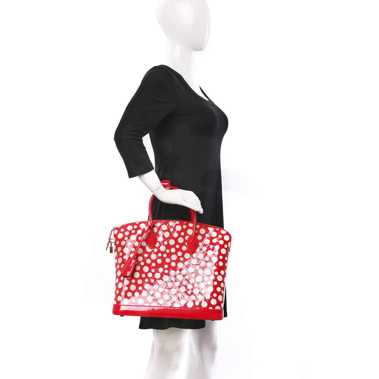 Louis Vuitton Vernis Kusama Infinity Dots Lockit MM Red 2 of 8
