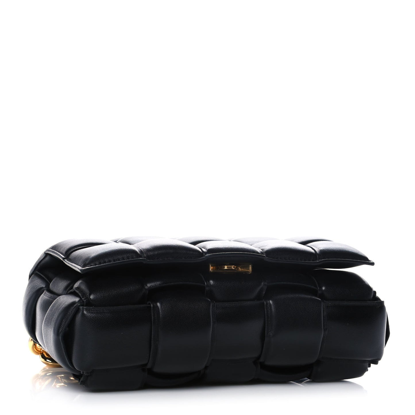 Lambskin Maxi Intreccio Padded Chain Cassette Crossbody Bag Black