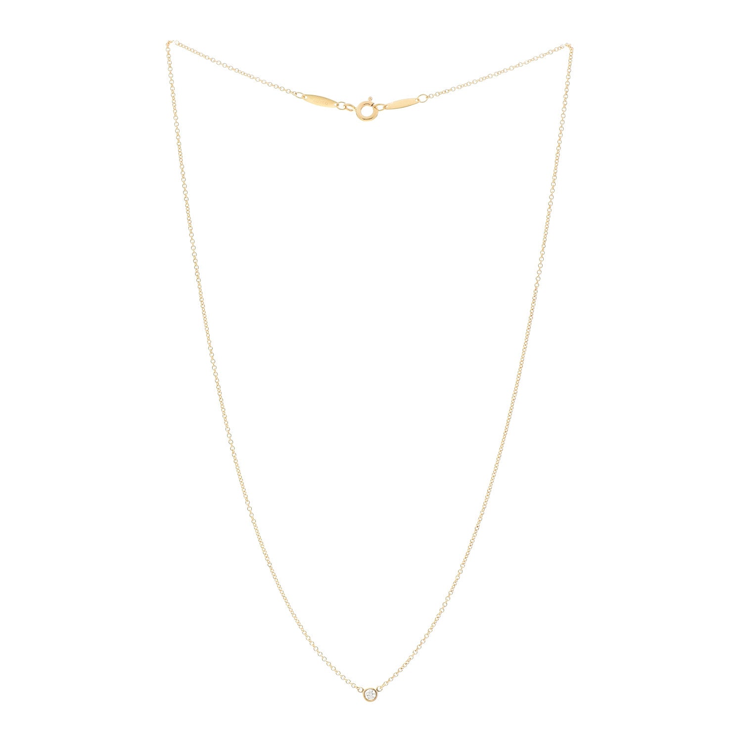 Tiffany 18K Yellow Gold Diamond .05ct Elsa Peretti Diamonds by the Yard Pendant Necklace 3 of 5