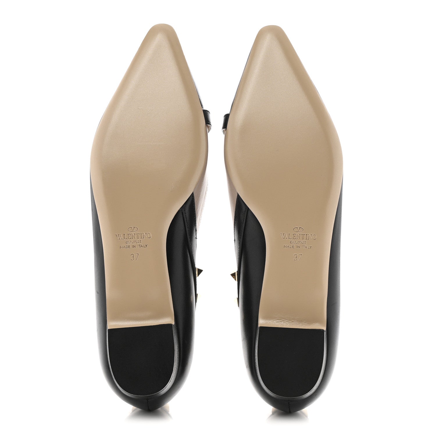 Valentino Garavani Calfskin Nappa Rockstud D'Orsay Strap Flats 37 Black Poudre 6 of 10