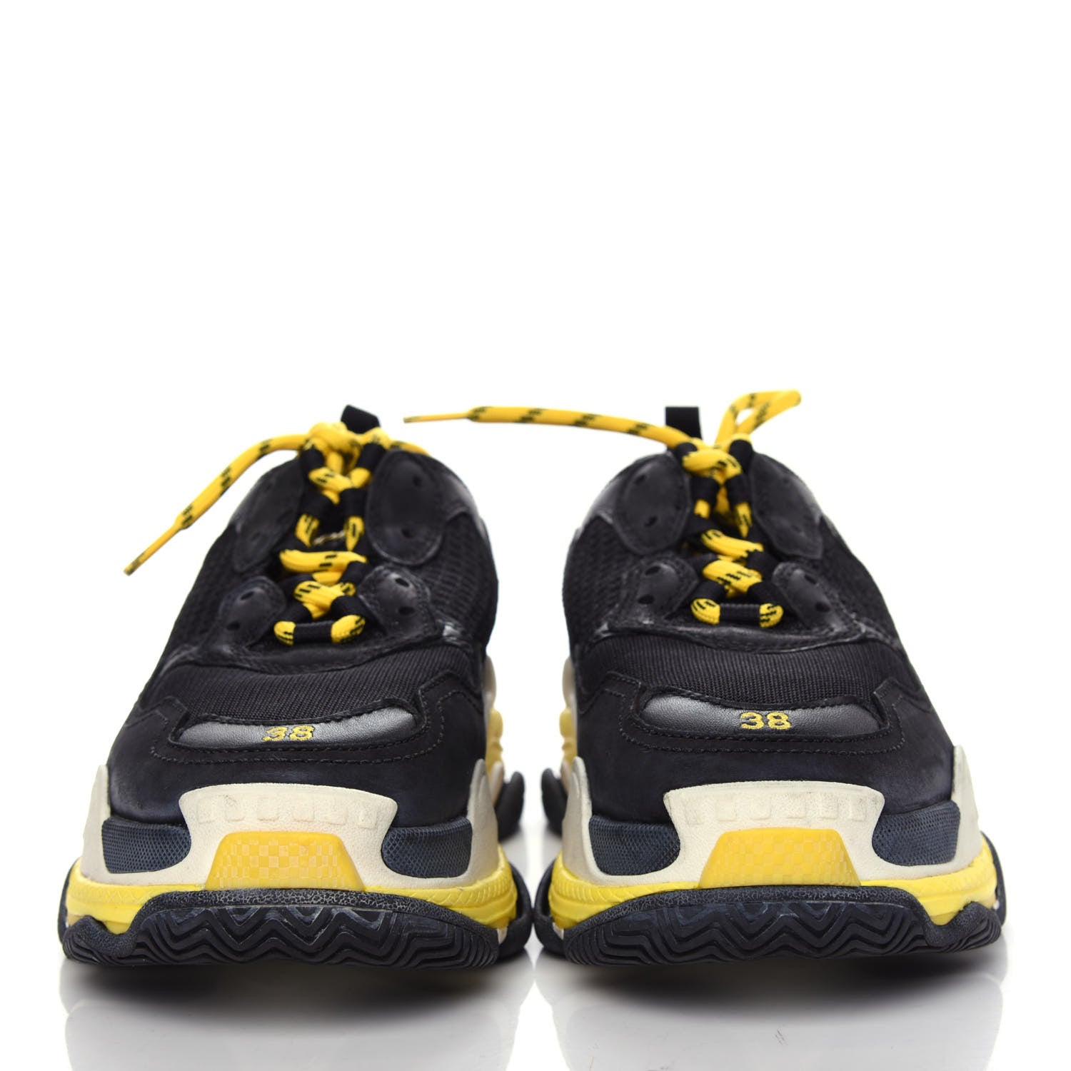 Balenciaga Fabric Mesh Womens Triple S Sneakers 38 Black Yellow 2 of 10