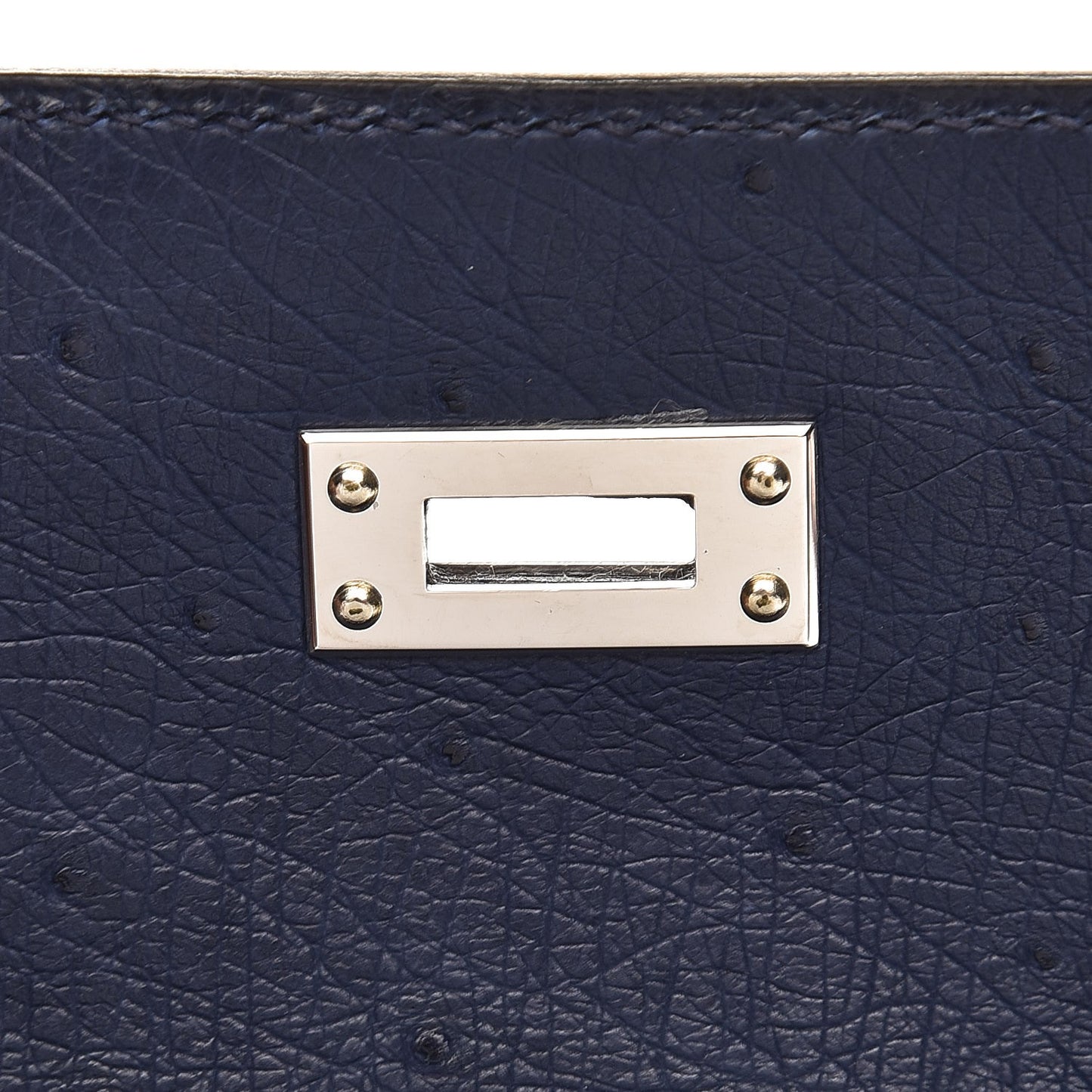 Ostrich Kelly Pochette Bleu Saphir