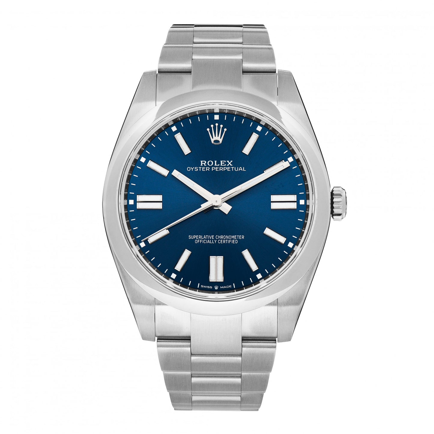 Stainless Steel 41mm Oyster Perpetual Watch Bright Blue 124300