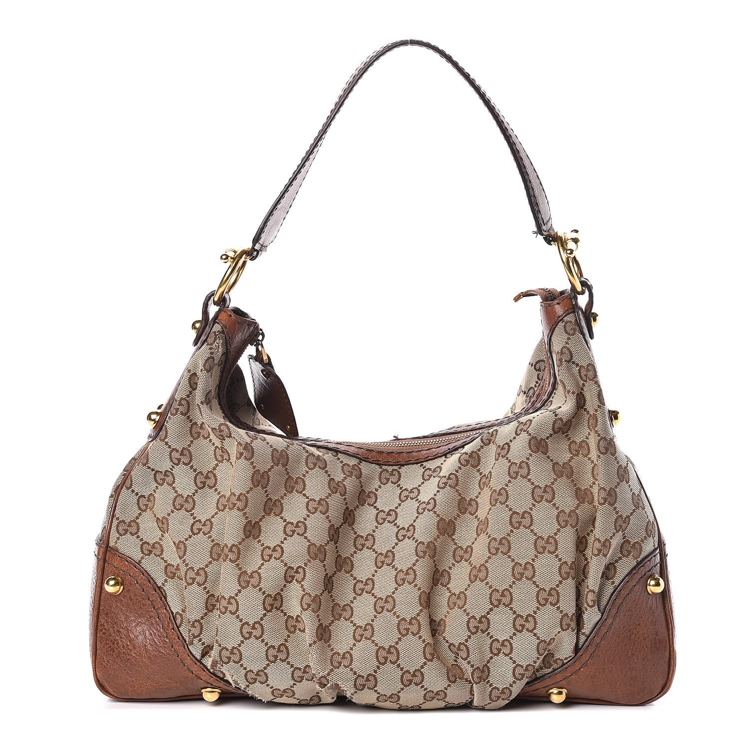 Gucci Monogram Medium Jockey Hobo Brown 1 of 13