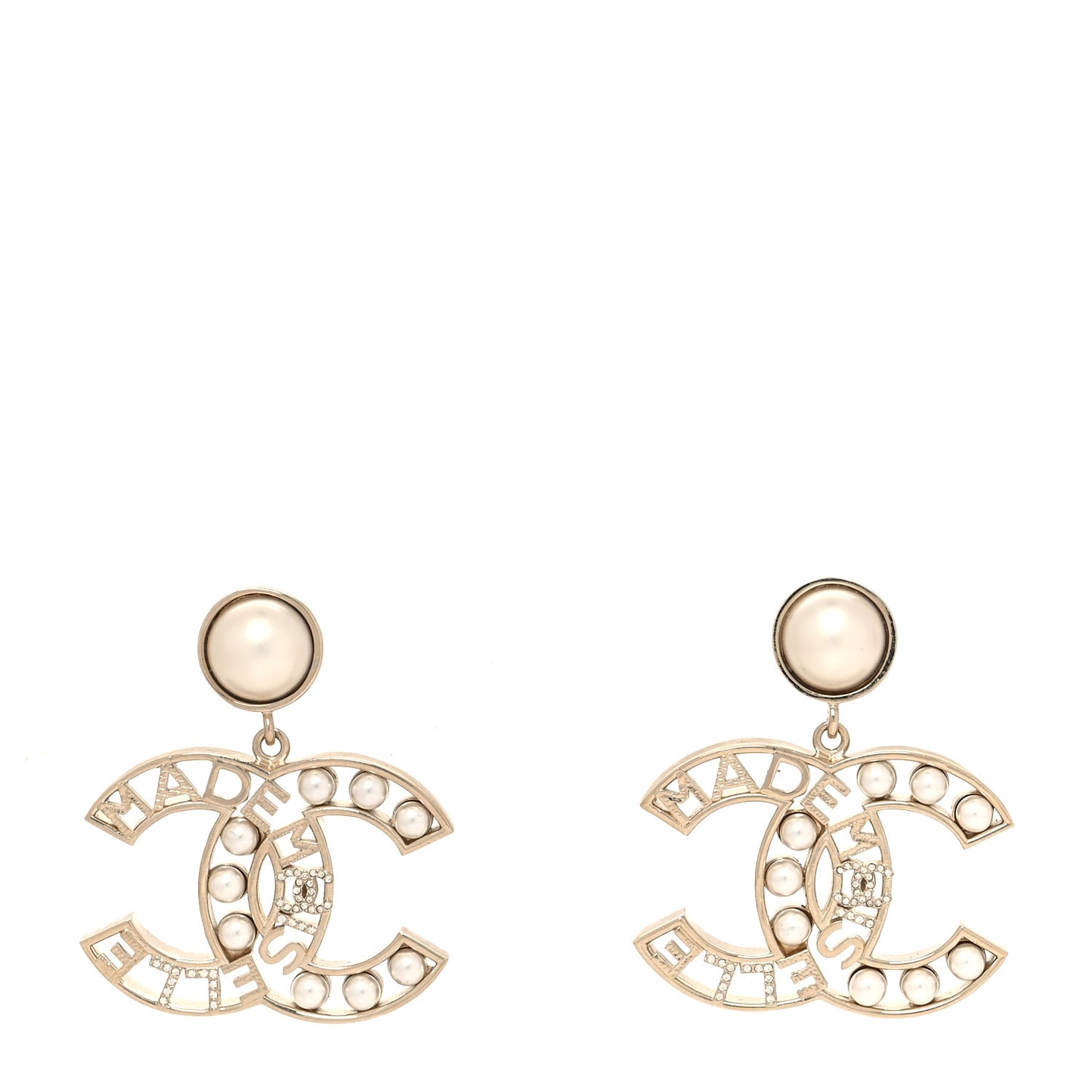 Metal Pearl Mademoiselle Drop Earrings Gold