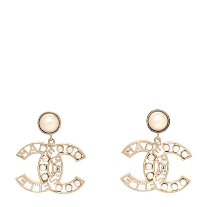 Chanel Metal Pearl Mademoiselle Drop Earrings Gold 1 of 4