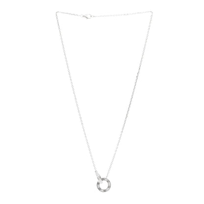 Cartier 18K White Gold Diamond Interlocking LOVE Paved Necklace 3 of 5