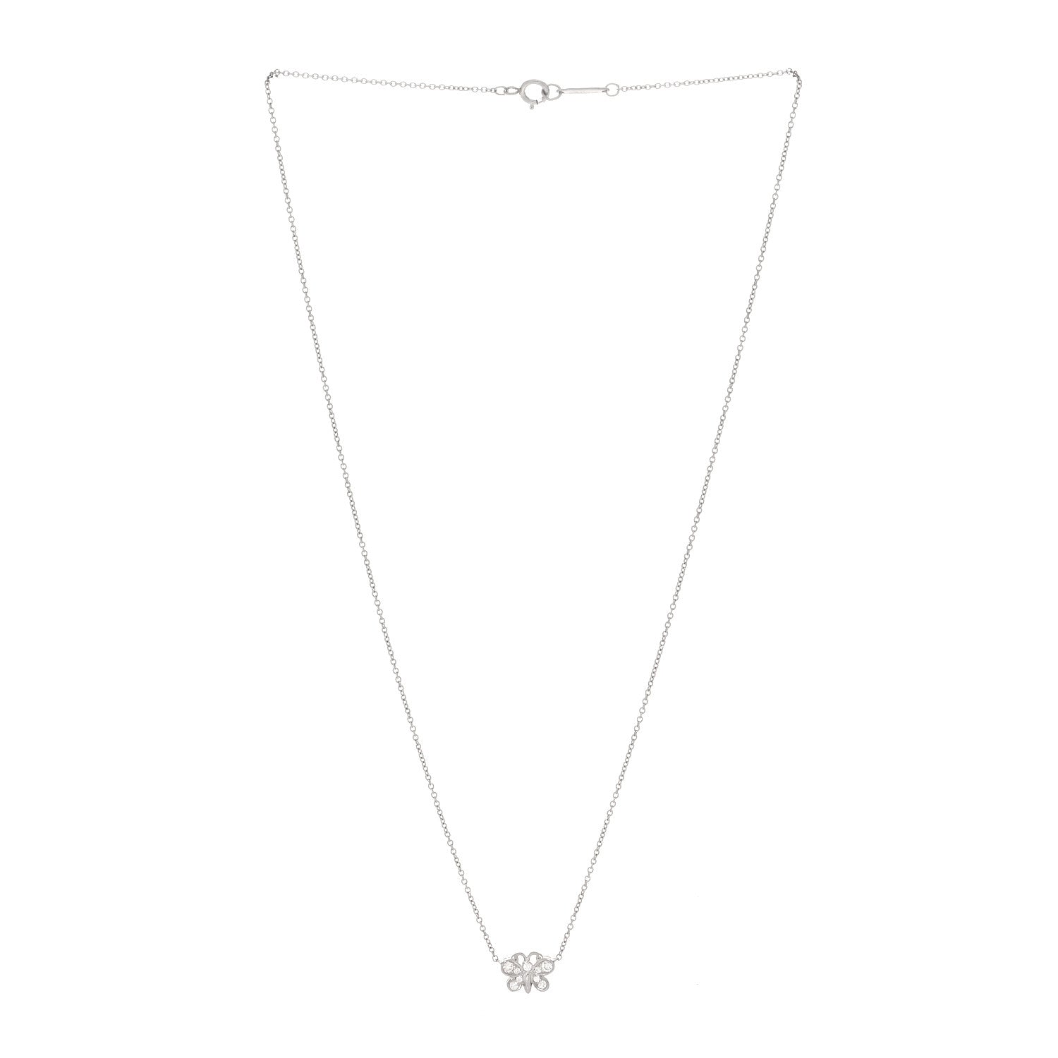 Tiffany Platinum Diamond Small Enchant Butterfly Pendant Necklace 3 of 5