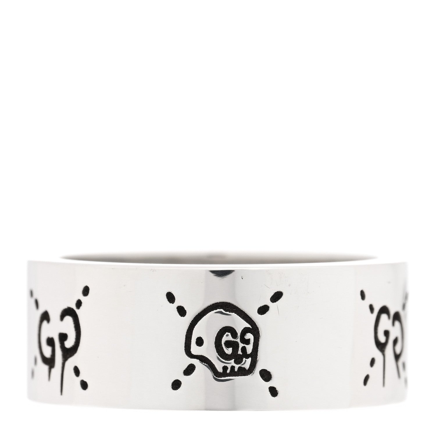 Gucci Sterling Silver GucciGhost Hamlet Skull Band Ring 64 10.75 1 of 4