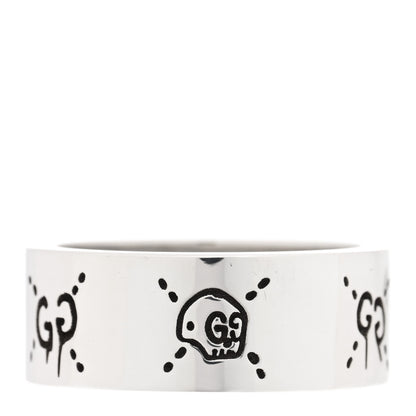 Gucci Sterling Silver GucciGhost Hamlet Skull Band Ring 64 10.75 1 of 4
