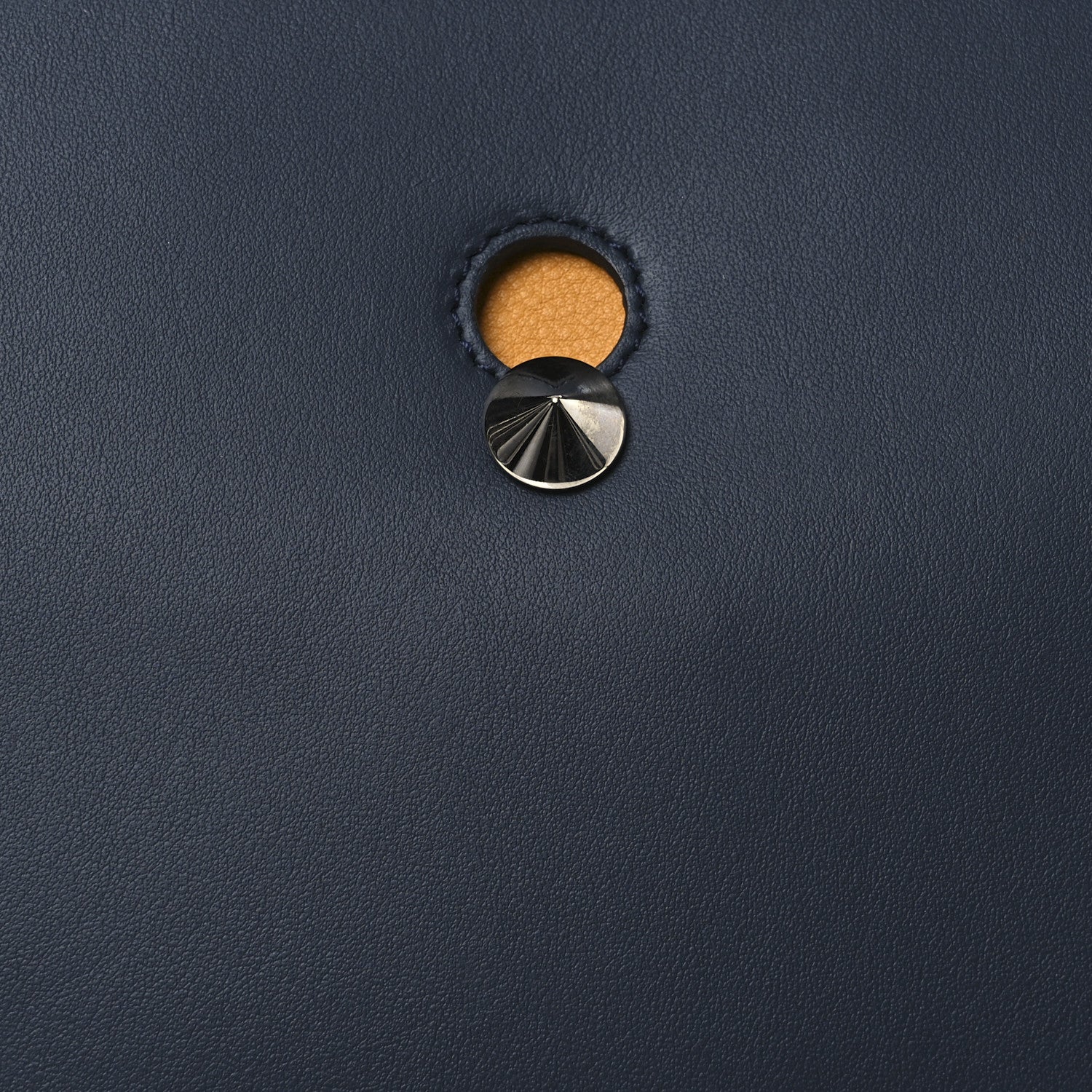 Fendi Vitello Baltico Dolce DotCom Satchel Navy Yellow 9 of 13