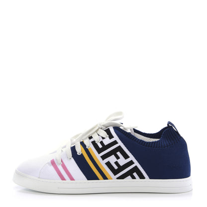 Fendi Stretch Knit FF Lace Up Sneakers 6 White 1 of 8