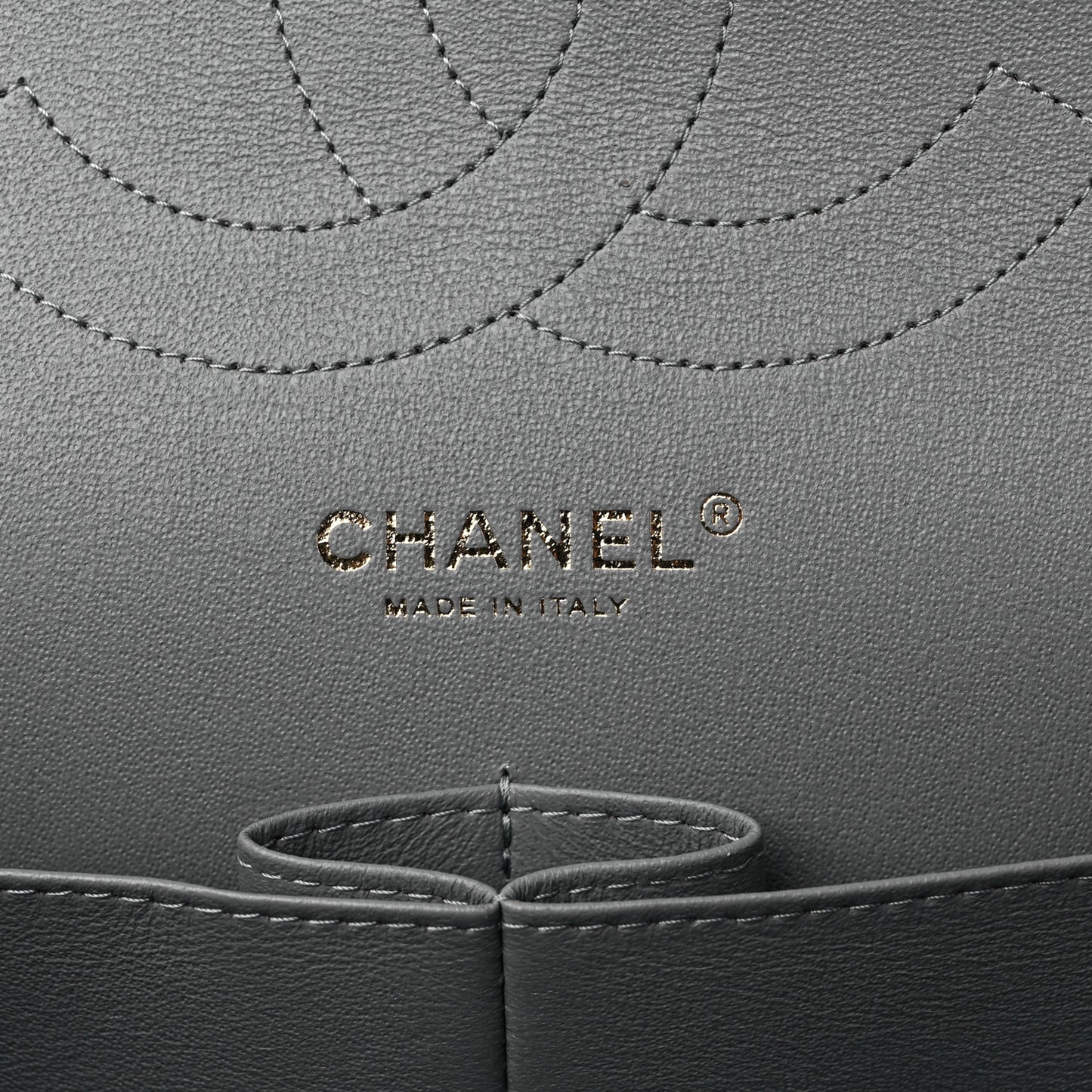 Caviar Quilted Jumbo Double Flap Grey