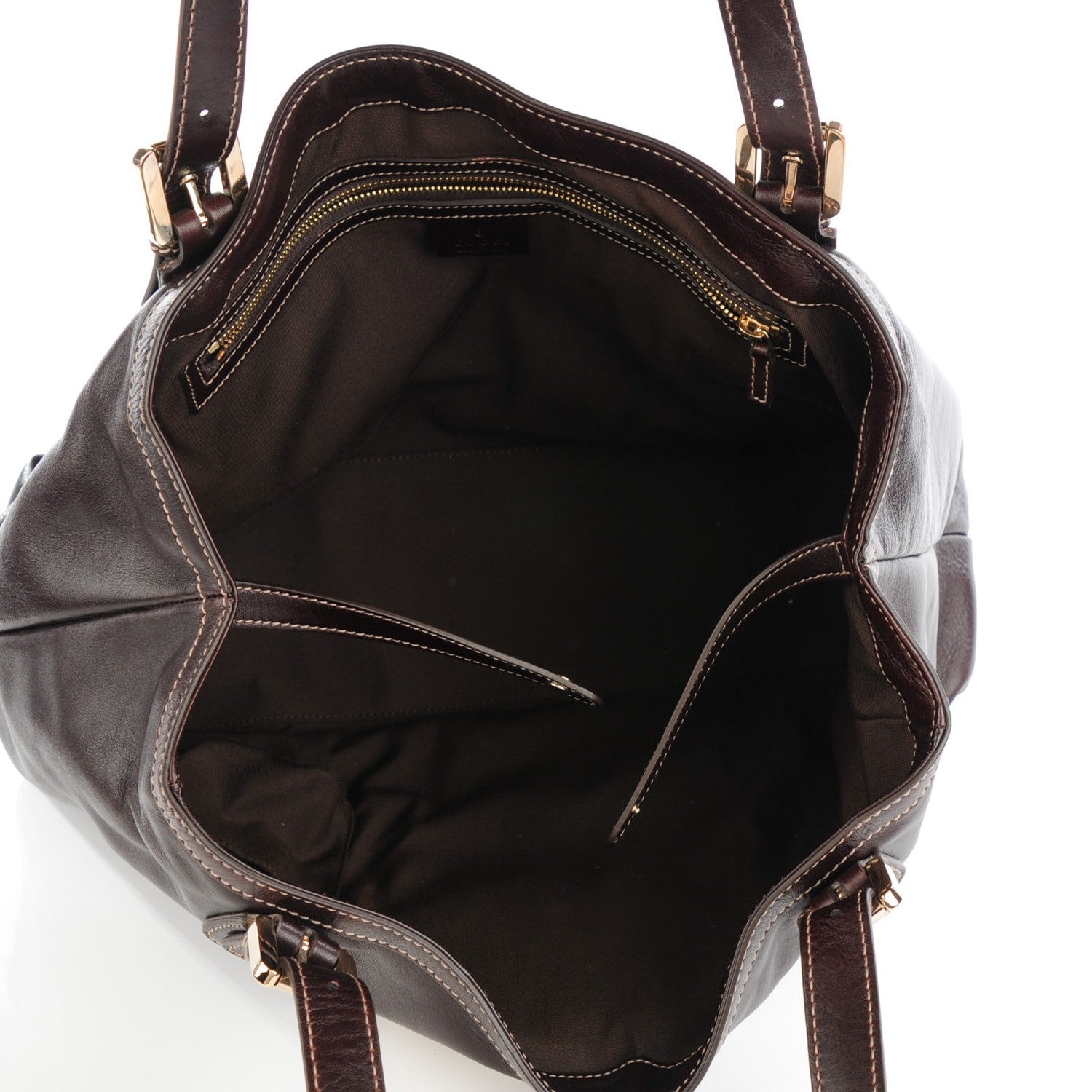 Gucci Calfskin Medium Britt Tote Dark Brown 5 of 7