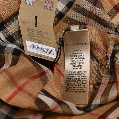 Burberry Wool Silk Gauze Vintage Check Scarf Antique Yellow 4 of 5