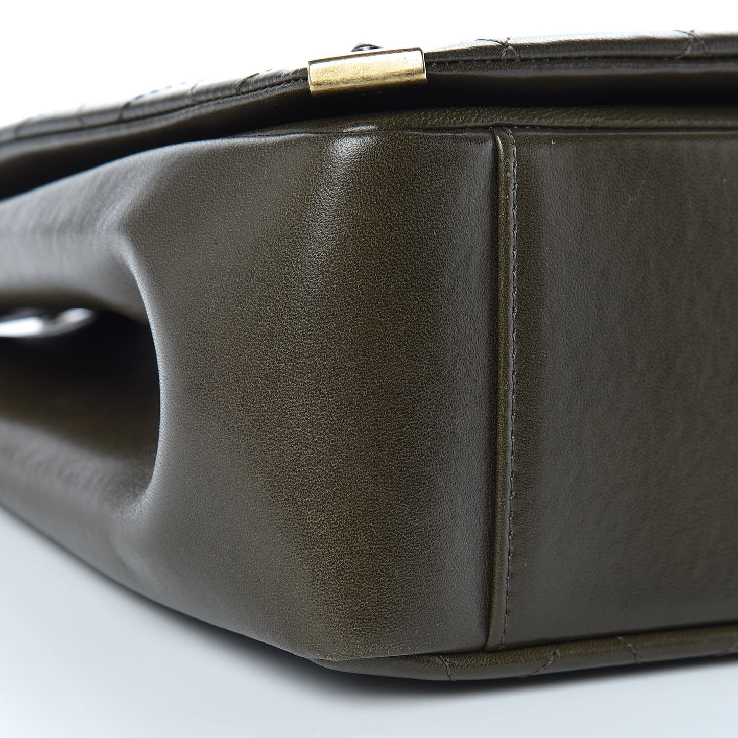 Calfskin Stitched Shopping Tote Green
