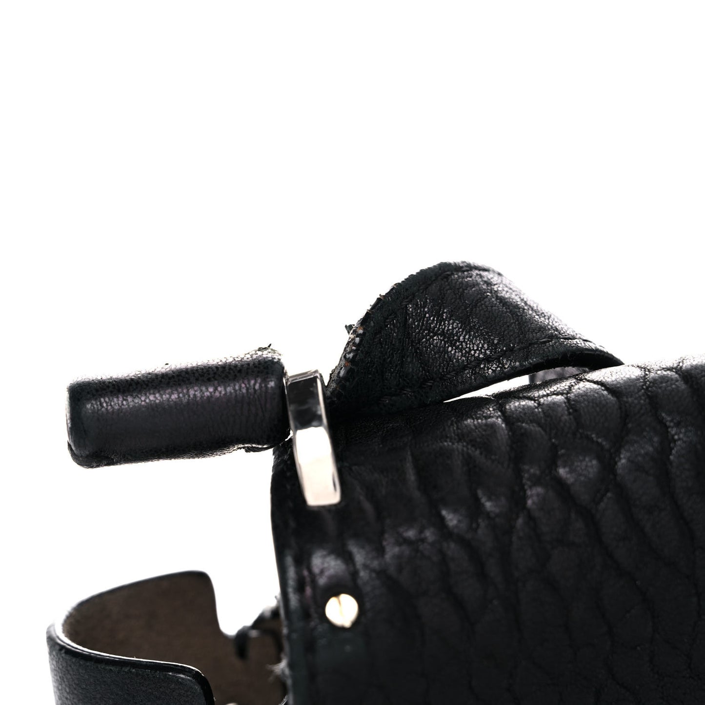 Grainy Calfskin Lockett Shoulder Bag Black