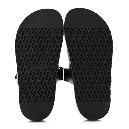 Hermes Calfskin Womens Chypre Sandals 37 Black 2 of 9
