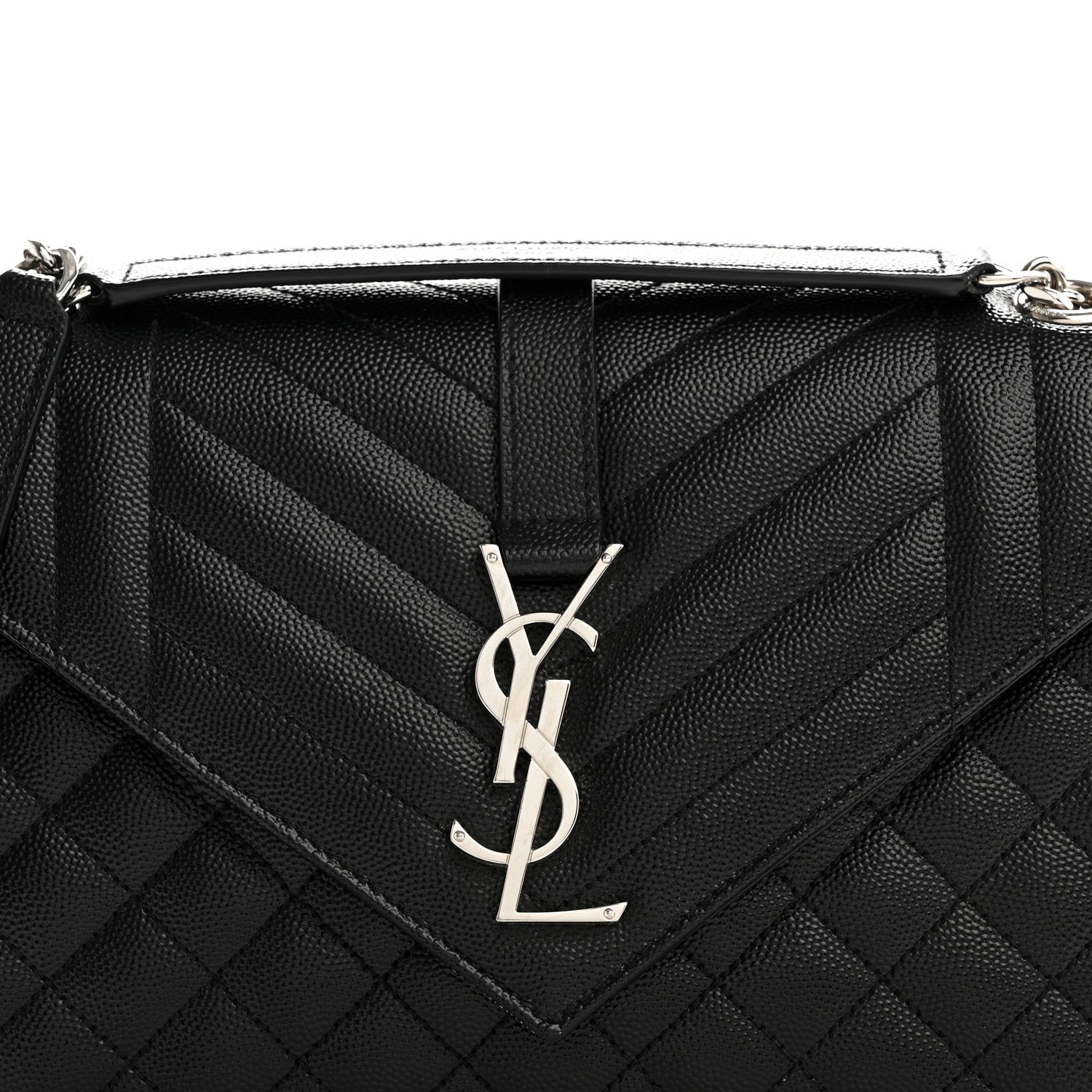 Saint Laurent Grain De Poudre Textured Mixed Matelasse Triquilt Medium Monogram Satchel Black 9 of 11